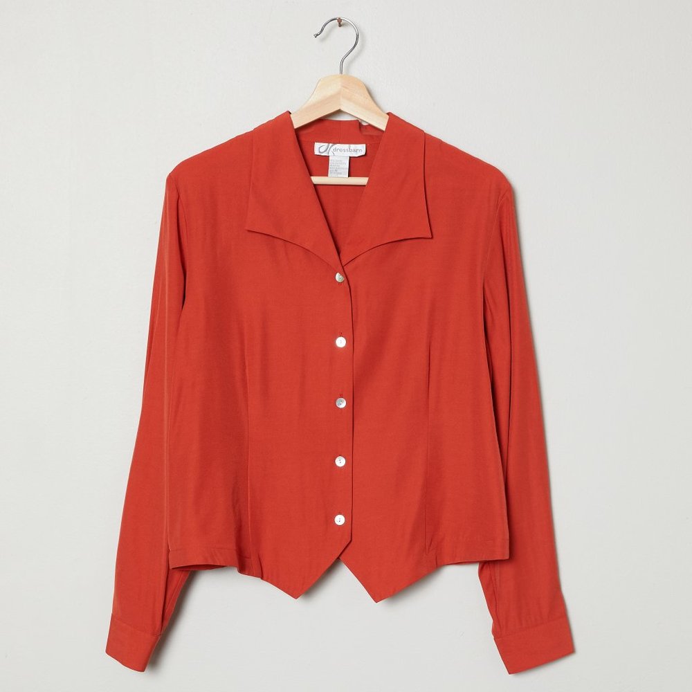 Vtg 90s Rust Blouse M